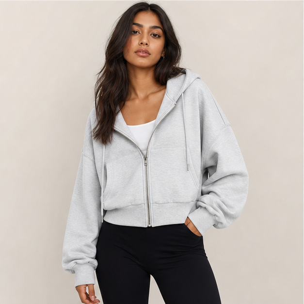 Women's Zip Up Hoodie Lightweight Sweatshirt Drop Shoulder Casual Athletic Jacket - image 3