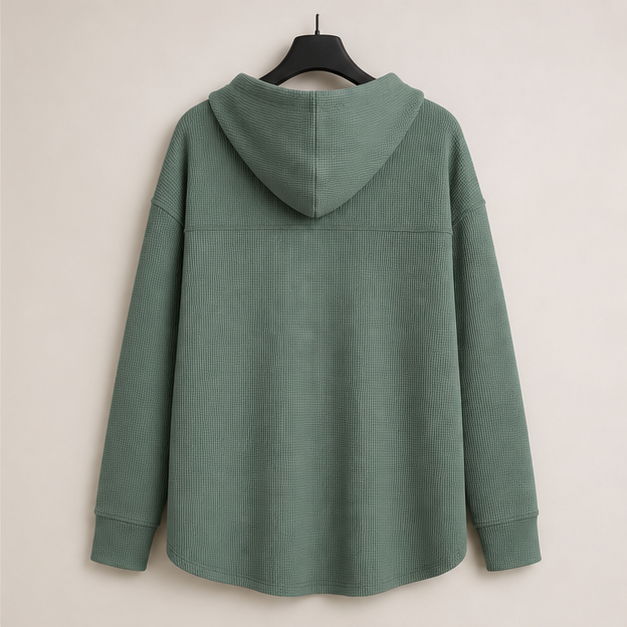 Casual Waffle Knit Long Sleeve Drawstring Pullover Sweatshirts Lightweight Hooded Tops - image 2