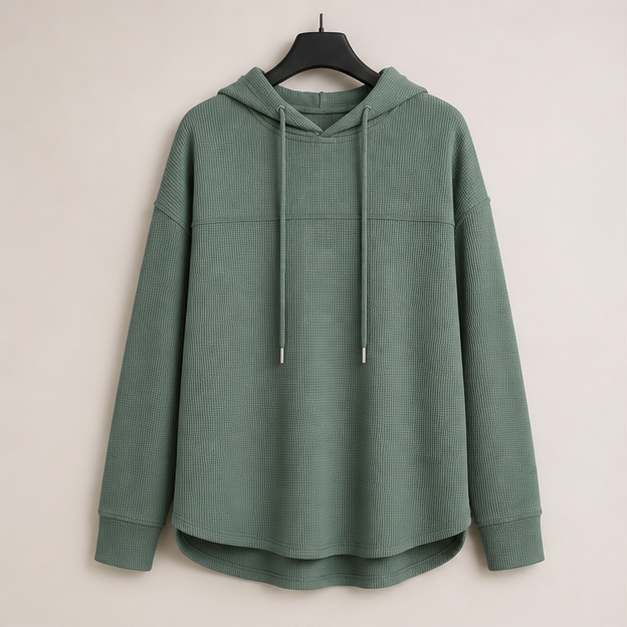 Casual Waffle Knit Long Sleeve Drawstring Pullover Sweatshirts Lightweight Hooded Tops - image 1