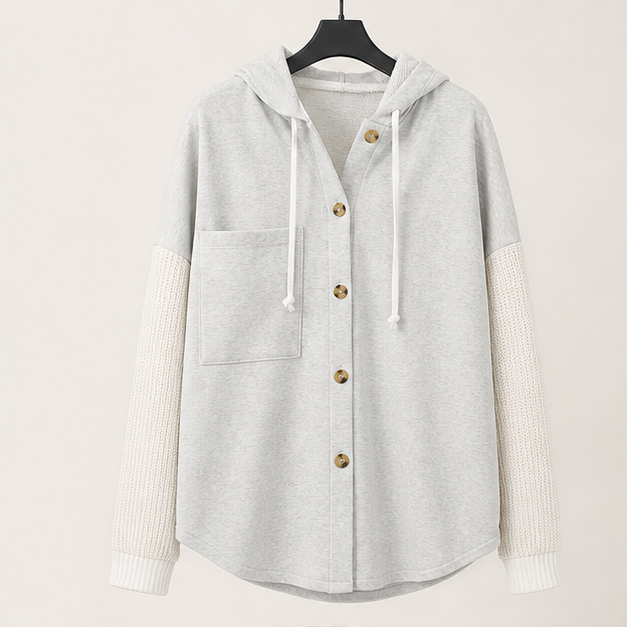 Women's Oversized Hooded Sweatshirt Loose Fit Casual Button Hoodies with Pocket - image 1
