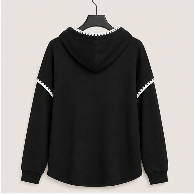 Sleeve Loose Color Block Drawstring Casual Hoodie Sweatshirts - image 2