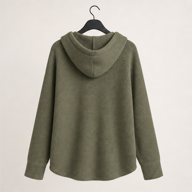 Women's Full Zip Up Hoodies Waffle Knit Long Sleeve Drawstring Casual Sweatshirt Hooded Tops - image 2
