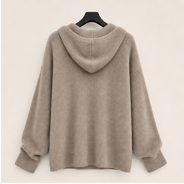 Women Hooded Cardigan Sweater Knitted Drop Shoulder Fall Clothes Winter Hoodies Outerwear - image 2