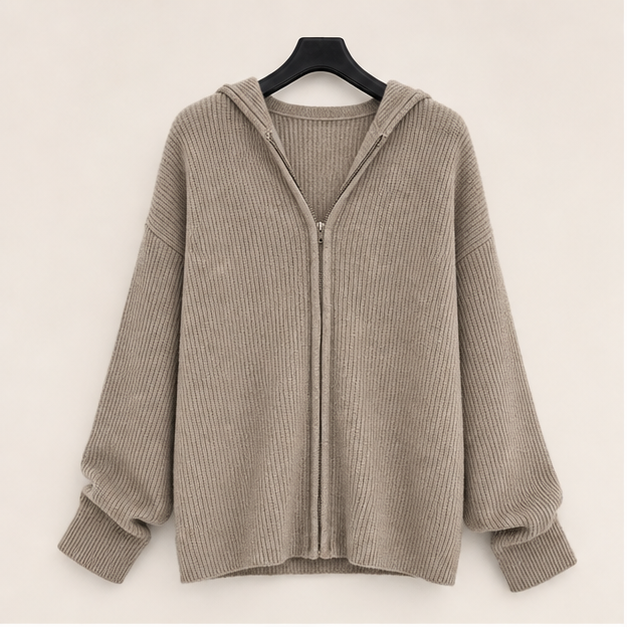 Women Hooded Cardigan Sweater Knitted Drop Shoulder Fall Clothes Winter Hoodies Outerwear - image 1
