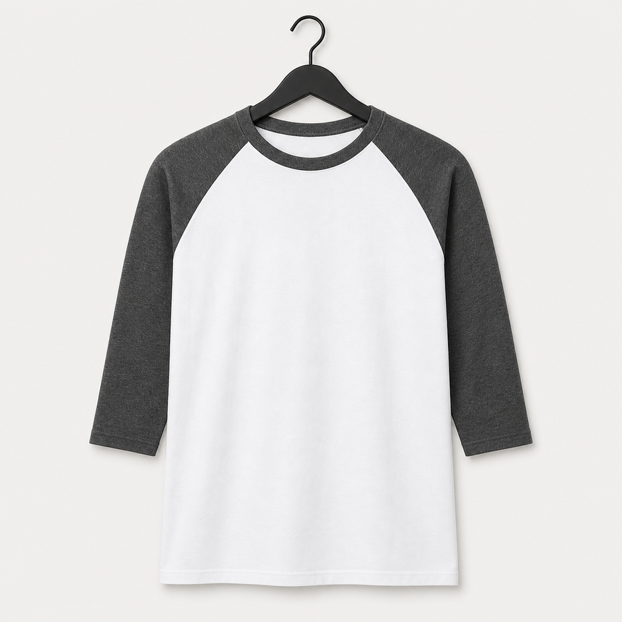 Men's Raglan Baseball Tee Shirt - Cotton Two Tone Casual Athletic Top - front view